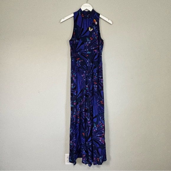 ANTHROPOLOGIE MOULINETTE SOEURS Women’s Blue BUTTERFLY GROVE Jumpsuit Size 0 - Picture 3 of 12